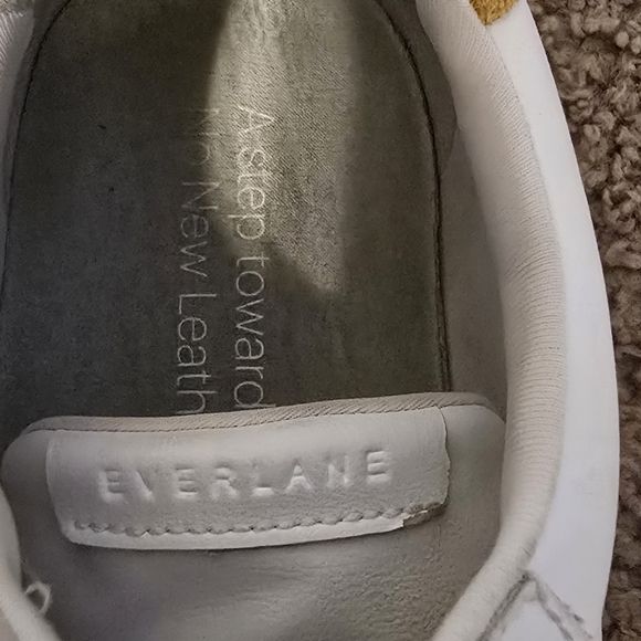 Everlane The Releather Court White Mustard Sneakers 12.5 - Picture 4 of 9